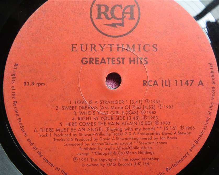 Eurythmics - Greatest Hits Vintage Vinyl LP