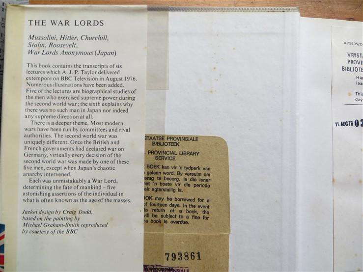 The War Lords - A.J.P Taylor - Hardcover