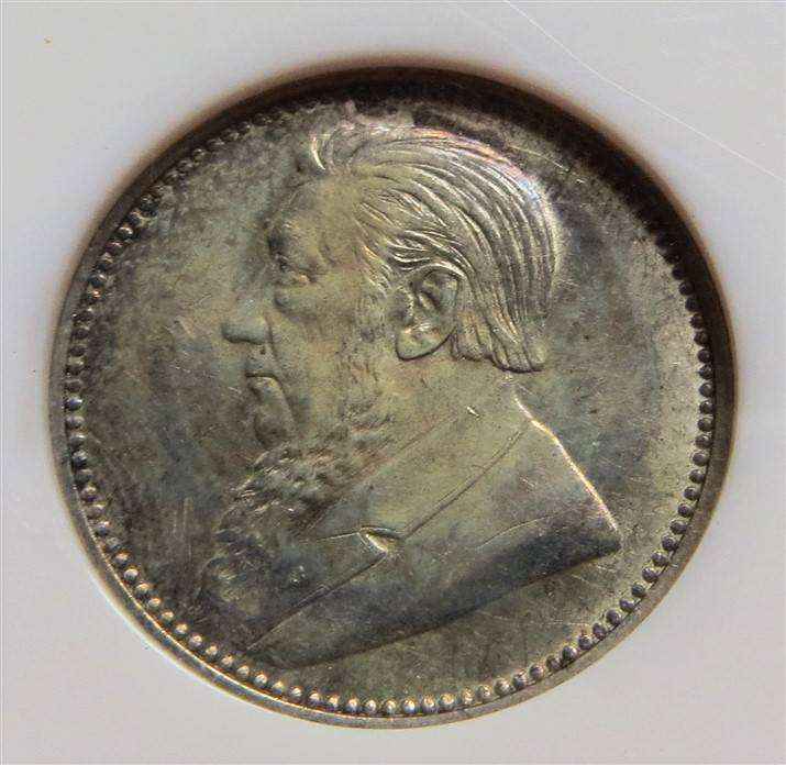 1896 ZAR 6d Sixpence Silver AU55 NGC - Old slab