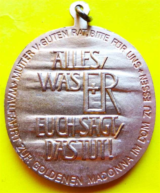 Large Golden Madonna Catholic Pendant - Unknown German???