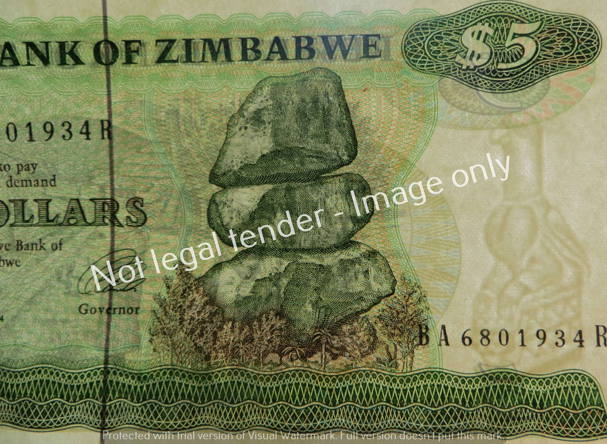 5 x Zimbabwe $5 Consecutive In Sequence Notes - Condition