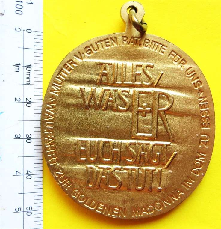 Large Golden Madonna Catholic Pendant - Unknown German???