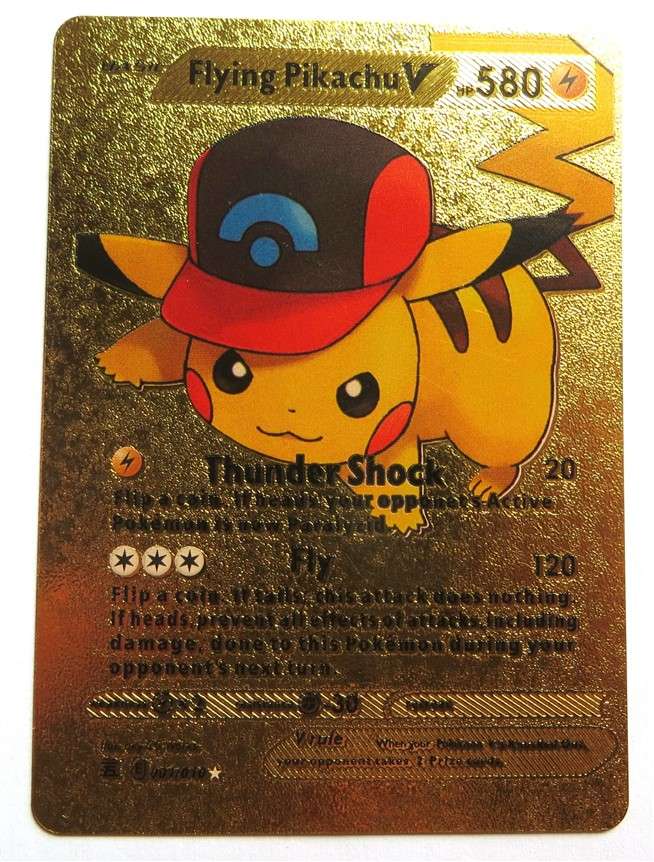 Pokemon Gold Flying Pikachu Card