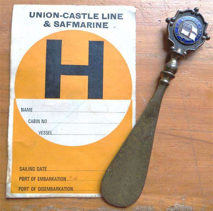 S.S Southern Cross Castle Union Shoe Horn & Baggage Tag