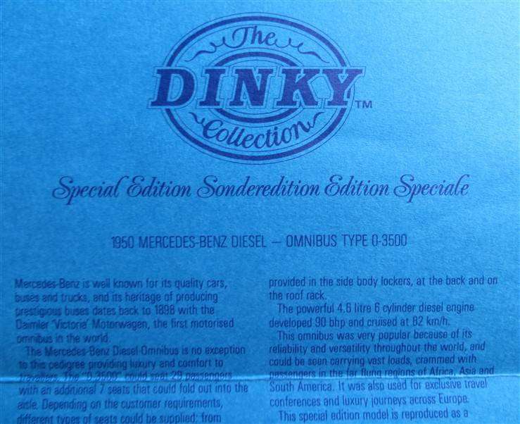 Dinky Special Edition-Mint in Box DYS-10 Mercedes Benz Bus-Diesel Omnibus