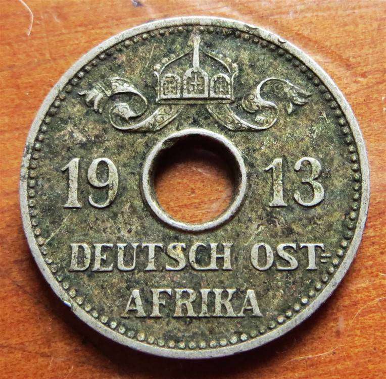 1913(J) German East Africa 5 Heller Coin