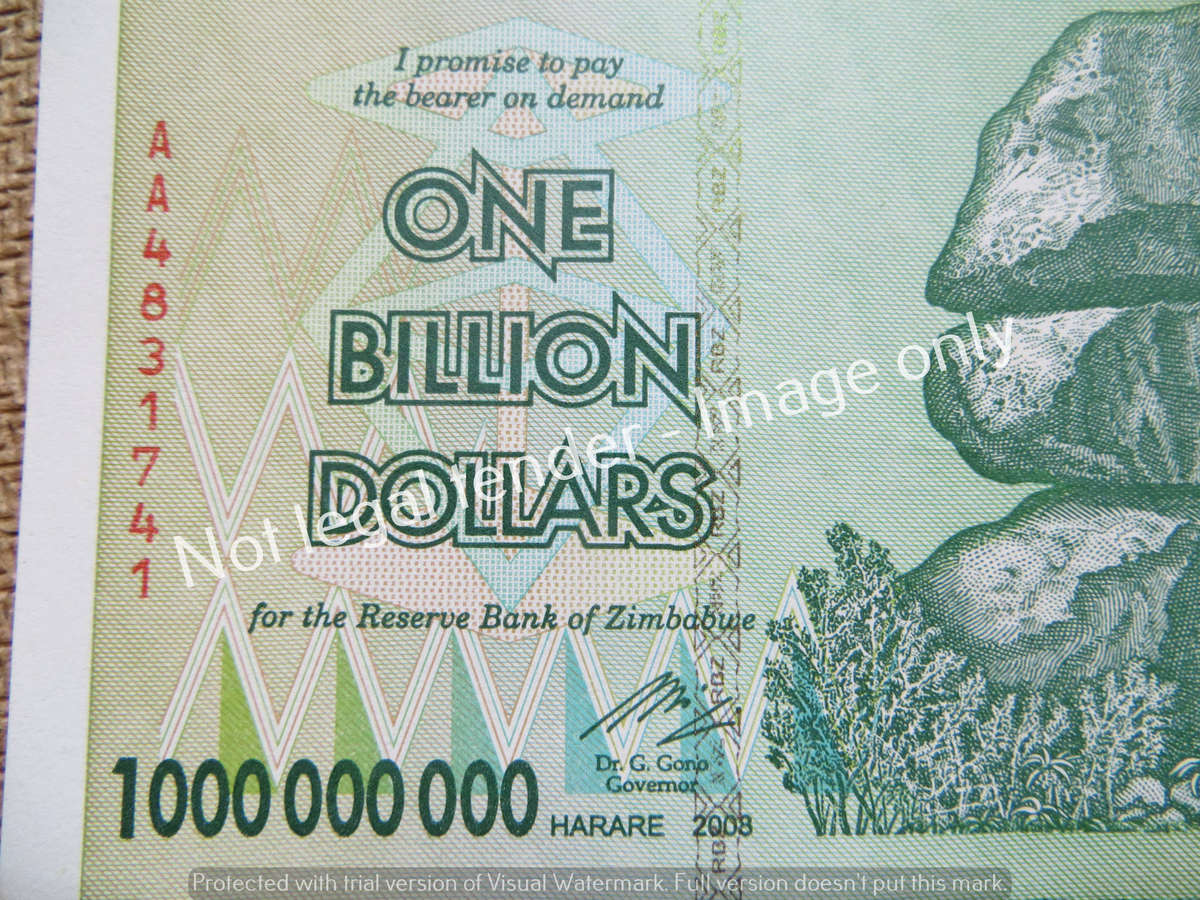 19 x 2008 Zimbabwe AA Prefix 1 Billion Dollars Consecutive In Sequence Notes - Condition