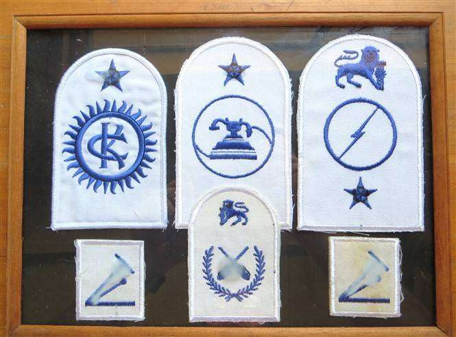 SA Navy Badge Lot in a Frame - Milky spots on glass