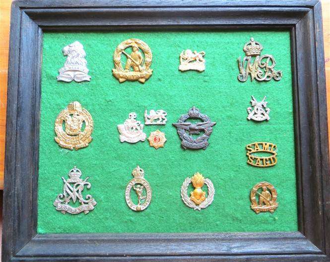 SA & Rhodesia Badges in a Frame - Attached to Felt