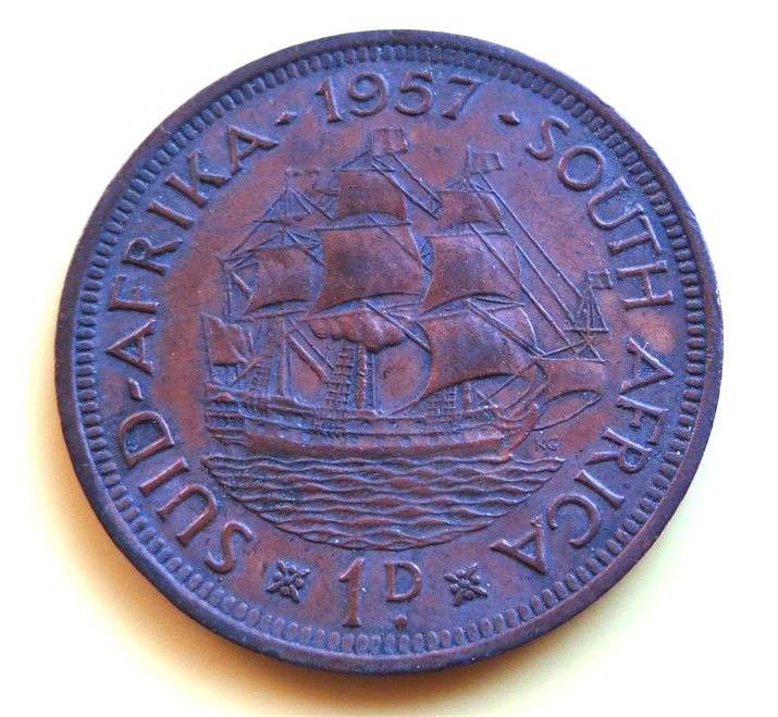 1957 SA Union 1d Penny Coin