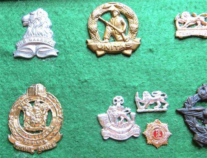 SA & Rhodesia Badges in a Frame - Attached to Felt