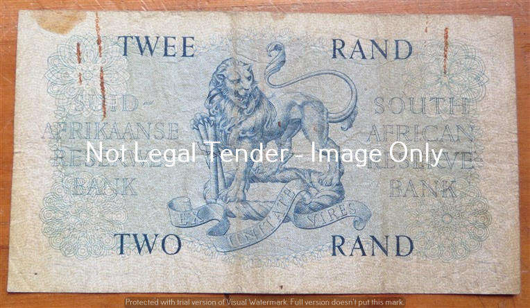 MH De Kock Two Rand Note B95 #521968