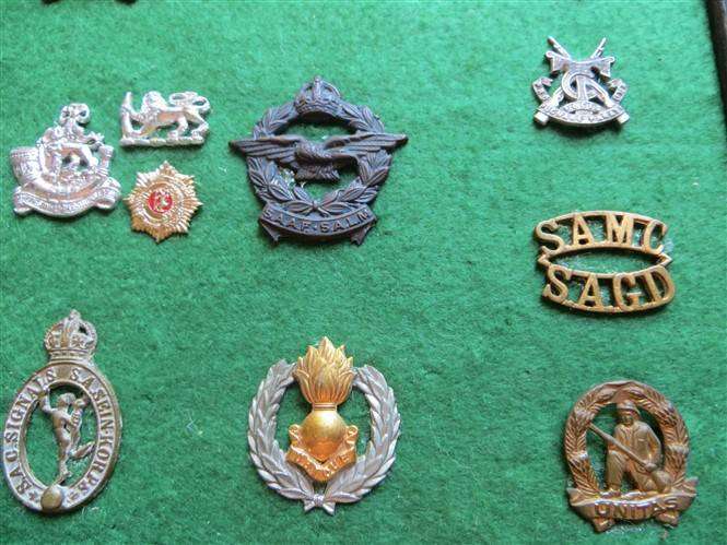 SA & Rhodesia Badges in a Frame - Attached to Felt