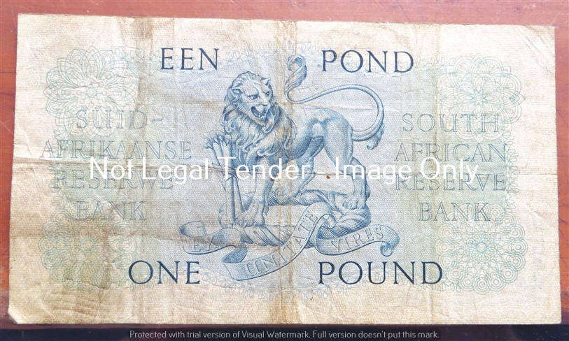 MH De Kock 1 Pound Note #B211 689281 (1955)