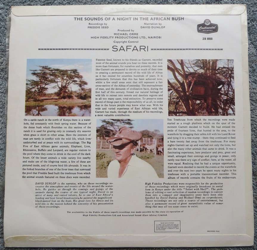 Safari - East Africa Bush David Dunlop Vol.2 Vintage Vinyl LP - VG