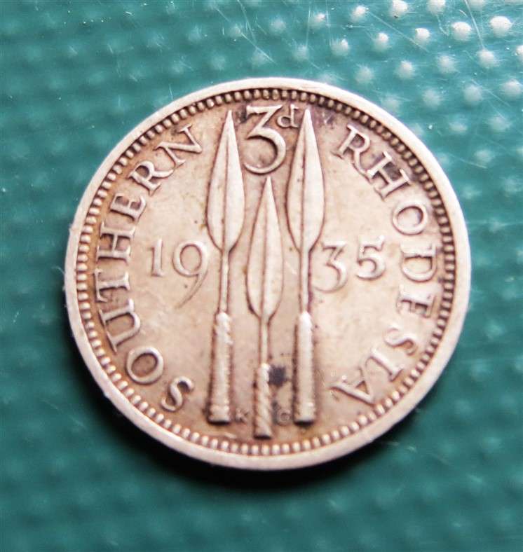 1935 Southern Rhodesia 3d Silver