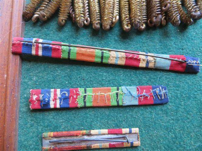Assorted Medal Bars Displayed on a framed Tray - Not Attached