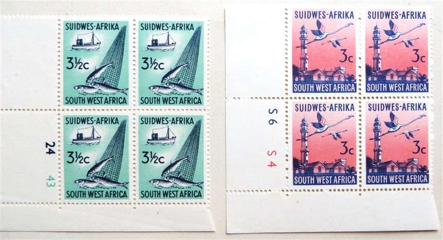 South West Africa SWA - Control Blocks 3 1/2c 24 43 + 3c