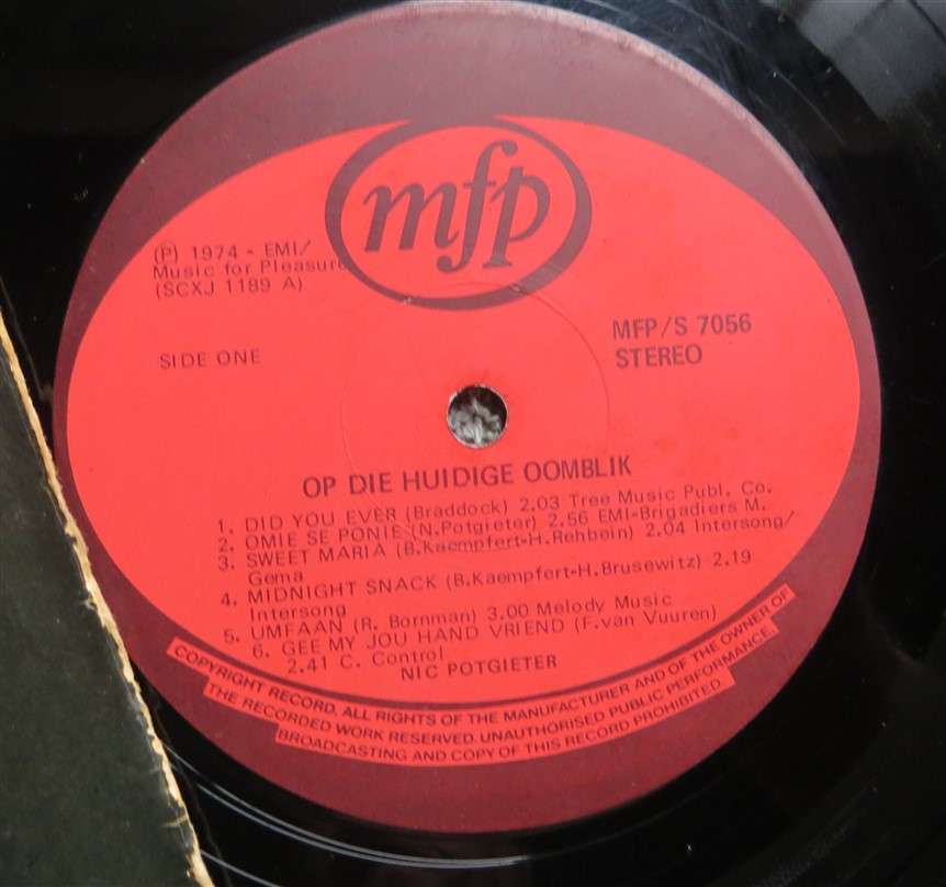 Nick Potgieter's Dans Party - Vintage Vinyl LP - VG