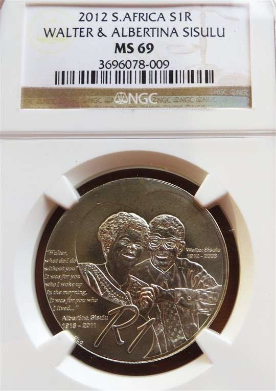 2012 Walter Sisulu R1 Silver NGC MS69 High Grade