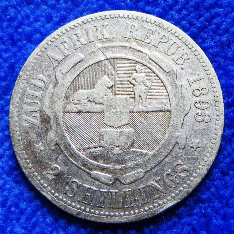 1893 ZAR Silver 2 Shillings - Scarce in any Grade