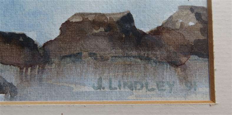 J.Lindley Artist Framed watercolour Lighthouse