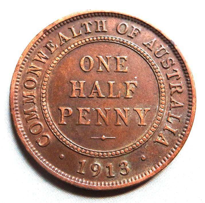 1913 Australia Half Penny 1/2d
