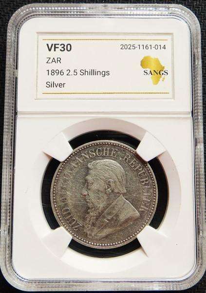 1896 ZAR Half Crown 2/6 Shillings VF30 Silver 0.925