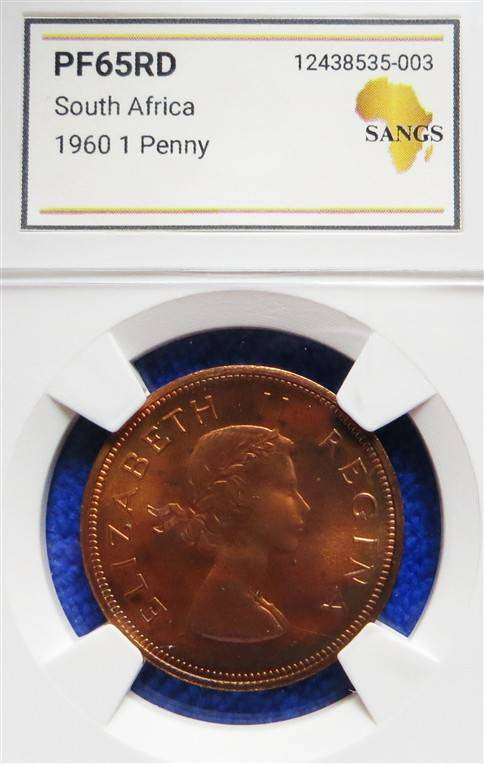 1960 SA Union 1d PF65RD SANGS - High Grade Red