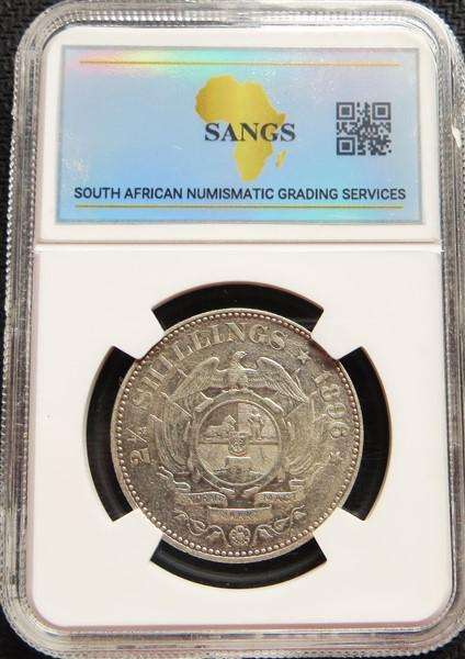 1896 ZAR Half Crown 2/6 Shillings VF30 Silver 0.925