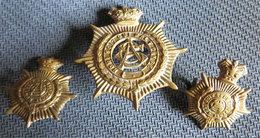 Royal Victorian Army Service Corps Cap + Collar badges - Lugs intact