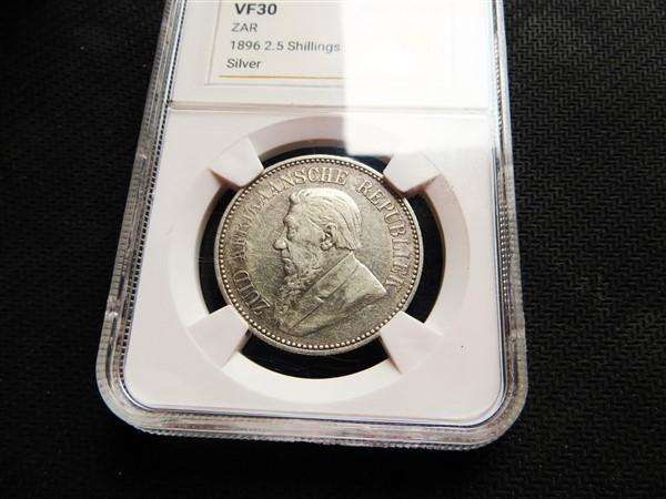 1896 ZAR Half Crown 2/6 Shillings VF30 Silver 0.925