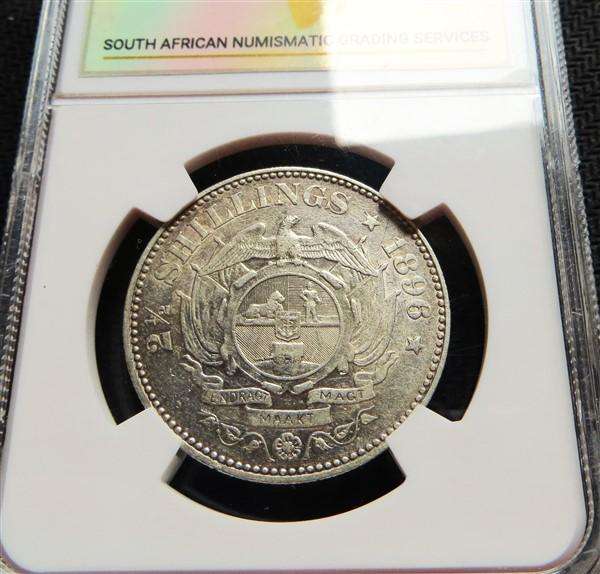 1896 ZAR Half Crown 2/6 Shillings VF30 Silver 0.925