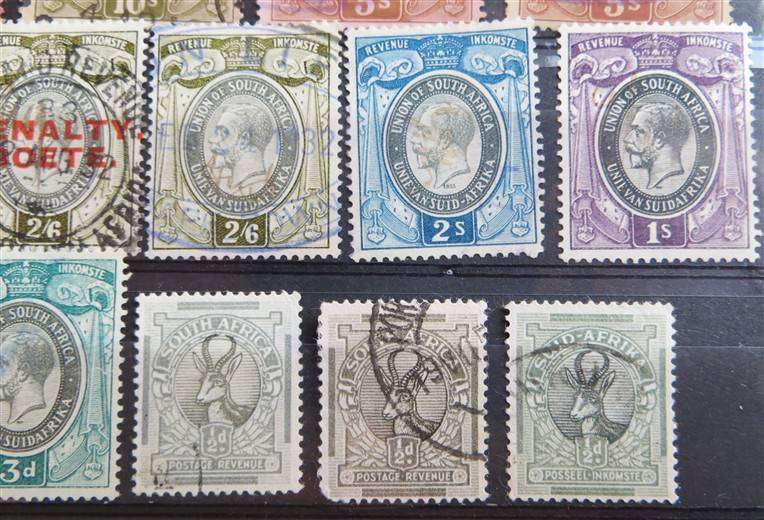SA Union Revenue Stamps Lot on Card