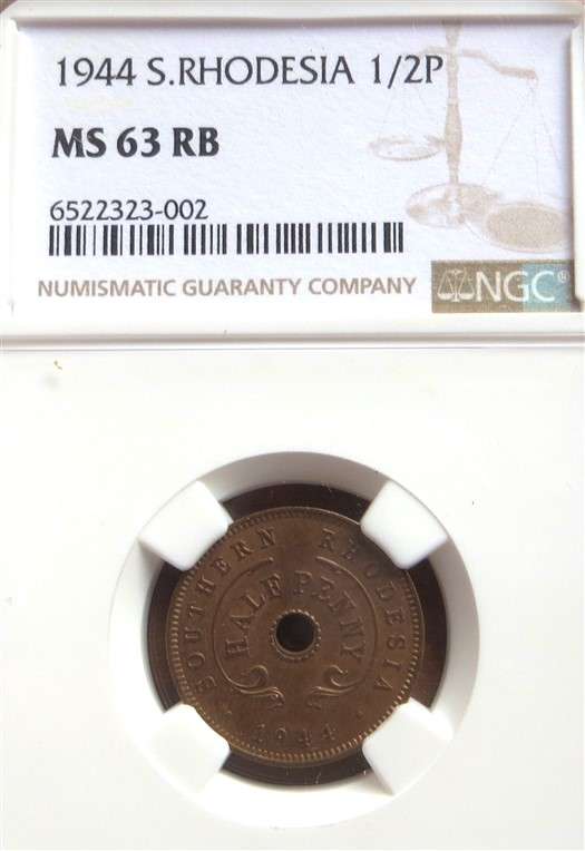 1944 Rhodesia Half Penny MS63RB NGC graded