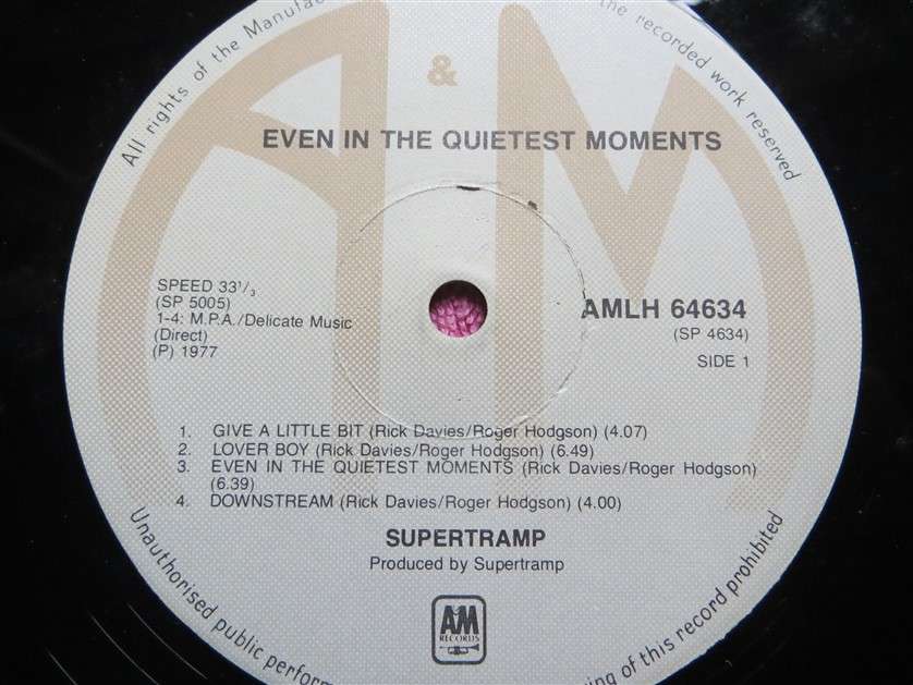 Supertramp - Even the Quietest Moment - Vintage Vinyl LP VG