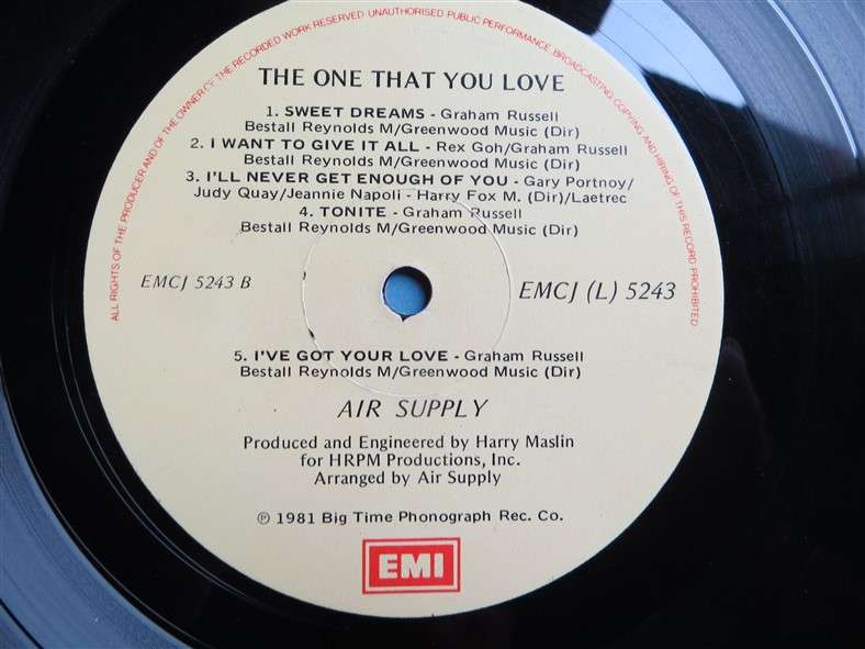 Air Supply - The One that You Love - Vintage LP - VG