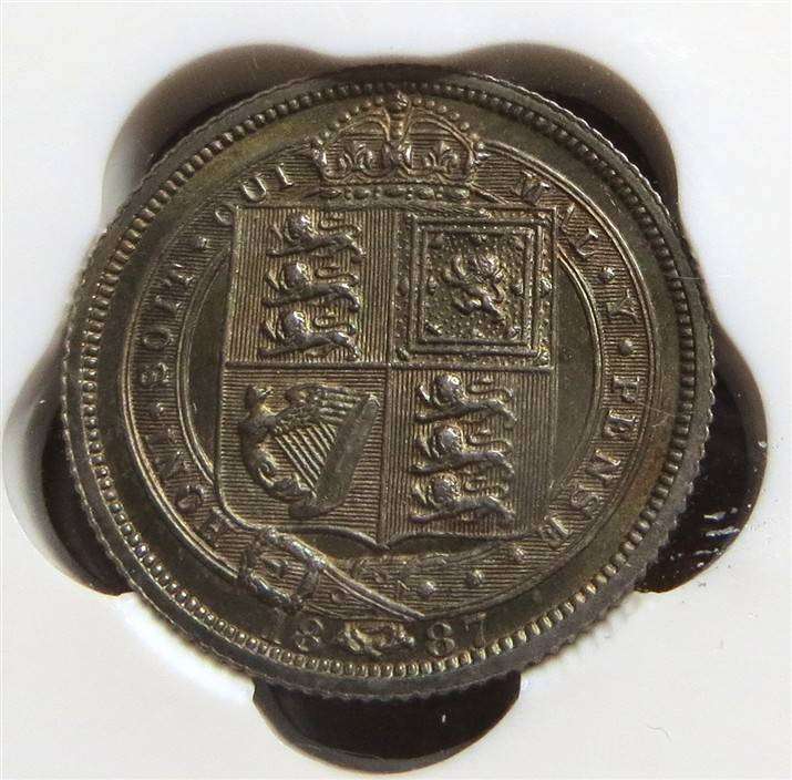 1887 GB 5d Six Pence AU58 - SANGS Silver