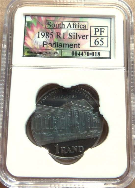 1985 Parliament Silver R1 PF65 SANGS