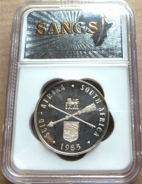 1985 Parliament Silver R1 PF65 SANGS