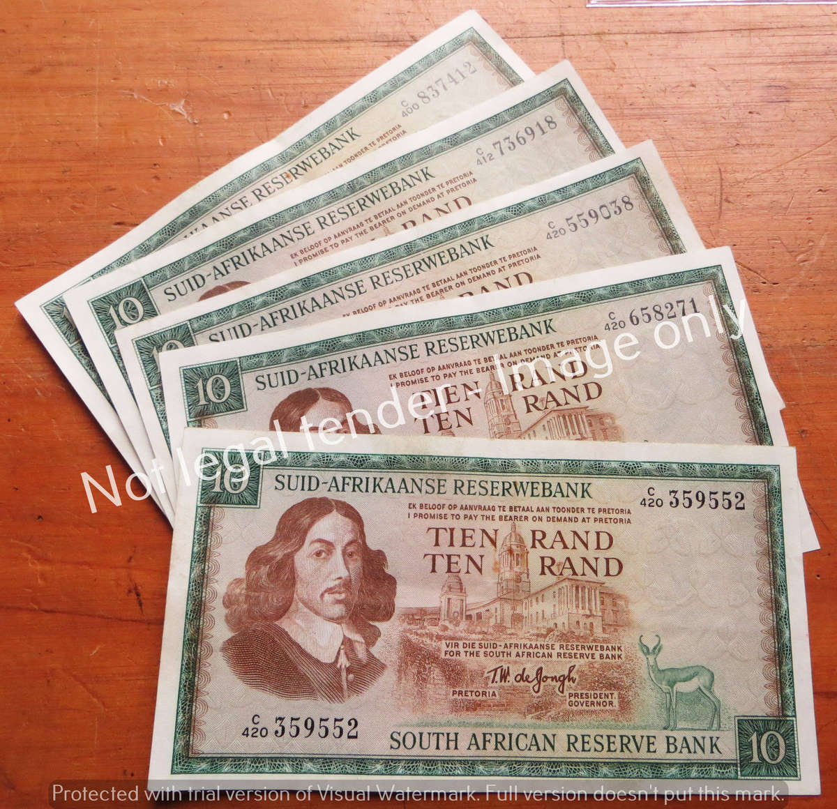 5 x TW de Jongh R10 Notes