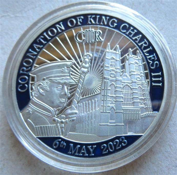 King Charles III Colorized Crown Size Medallion in Capsule