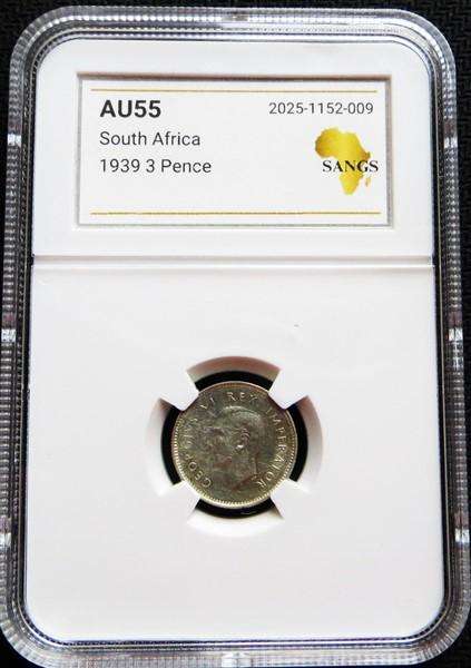 1939 3d AU55 Graded 3d Silver Coin