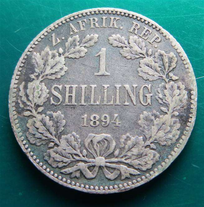 1894 ZAR 1 Shilling Silver Coin