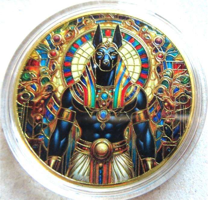 Egypt Mythology Colourized Crown Size Medallion in Capsule