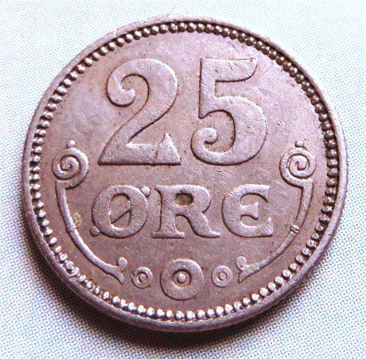 1920 Denmark 25 Ore Coin