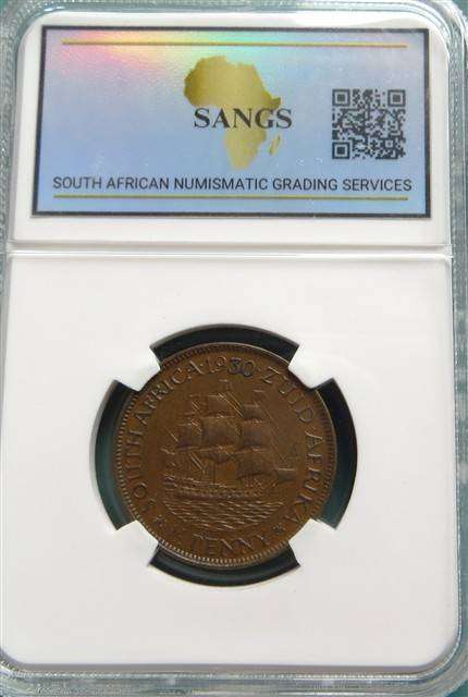SA Union 1930 1/2 Penny SANGS AU50BN