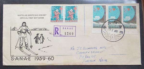 S.A.N.A.E 1959-60 FDC with Cinderella Stamps