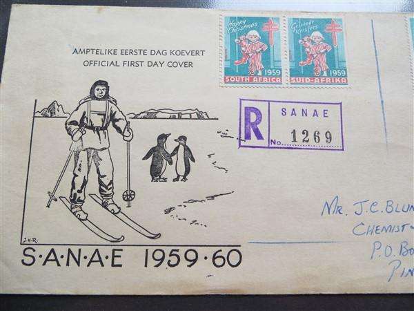 S.A.N.A.E 1959-60 FDC with Cinderella Stamps