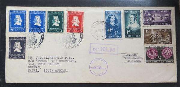 Netherlands - South Africa Union Flight Cover per KLM